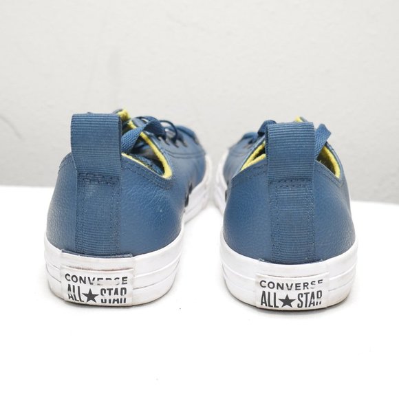 Converse Chuck Taylor All Star Leather Low Tops Boys Size 4 Blue Yellow 662300C - Picture 4 of 8
